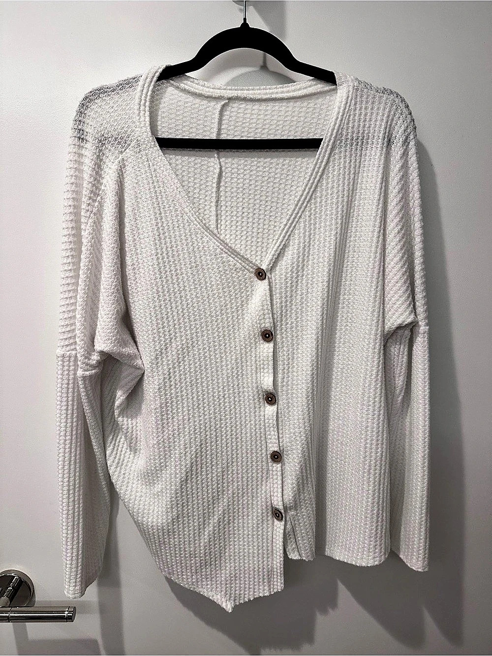 Women's White Button-Front Knit Sweater